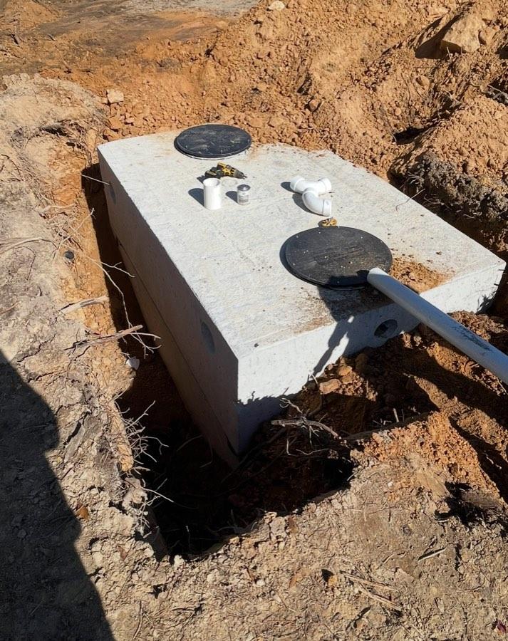 Septic tank set in place