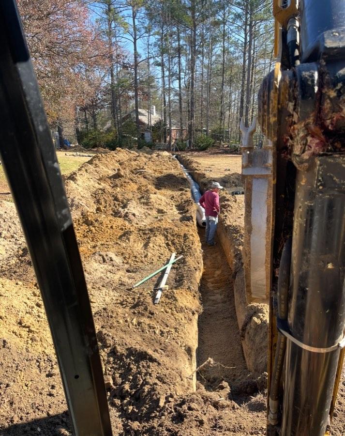 Deep utility trench excavation