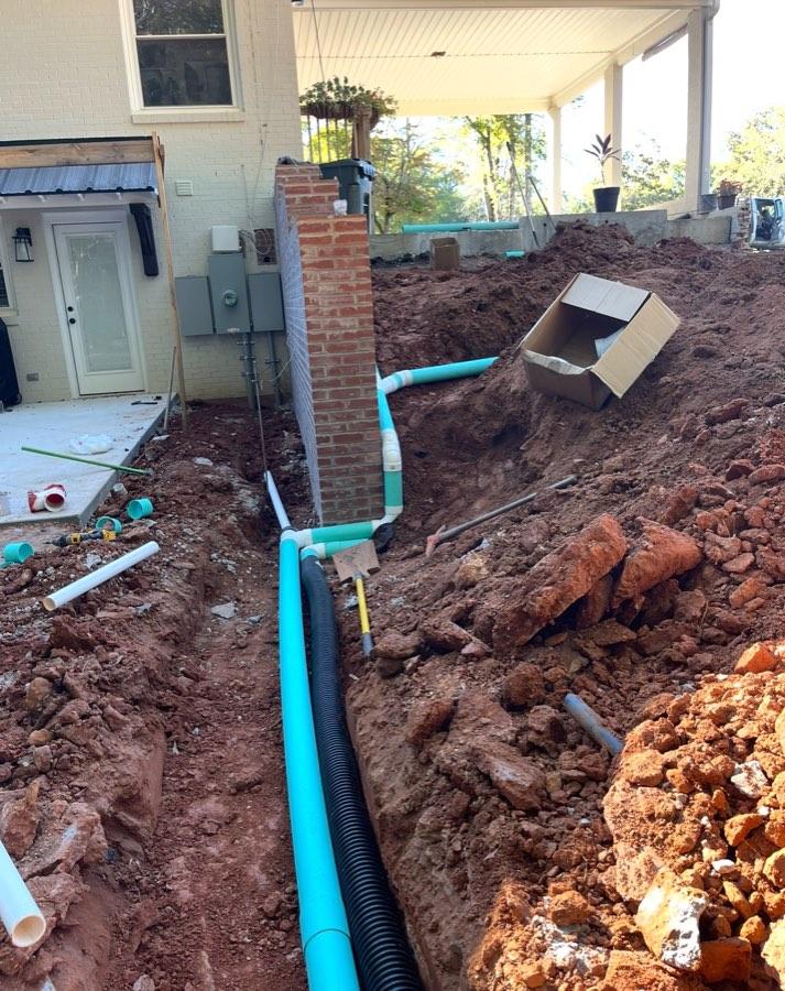 Utility lines routed around a home