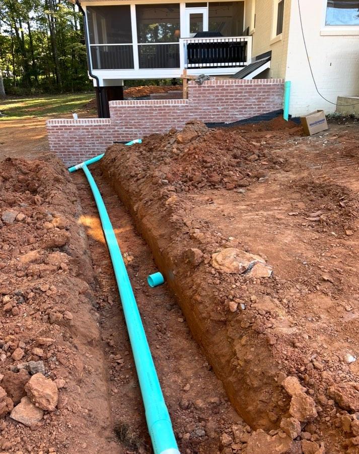 Trench work along the foundation