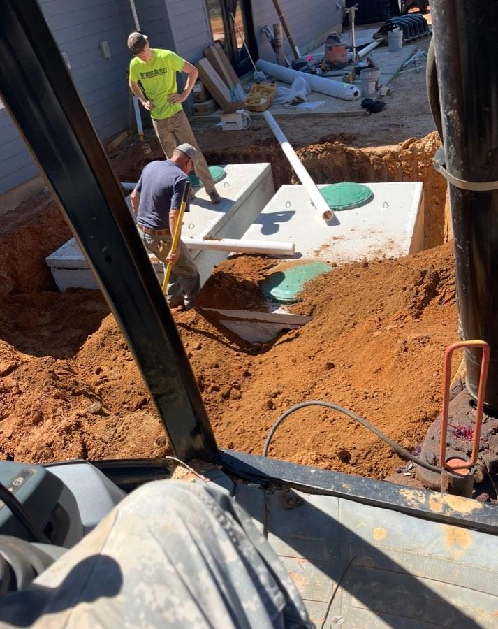 Septic tank and line connection
