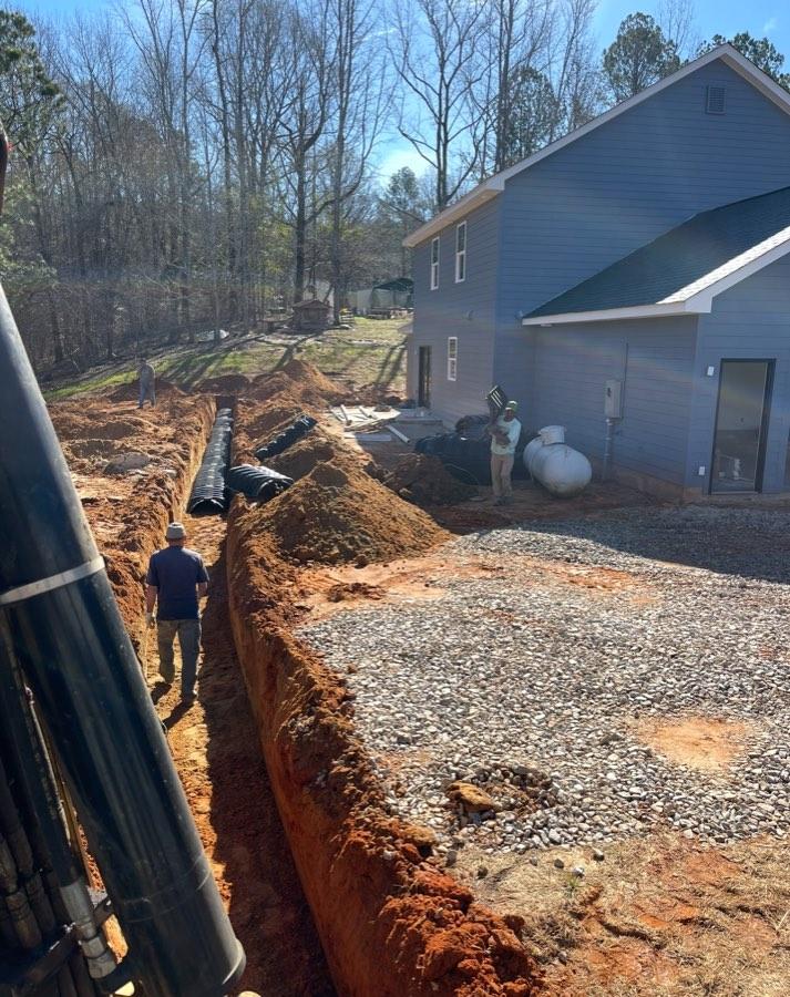 Drain field line excavation